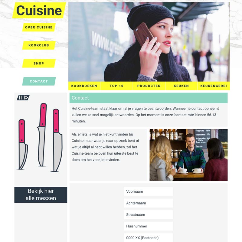 Cuisine kookboeken contactpagina