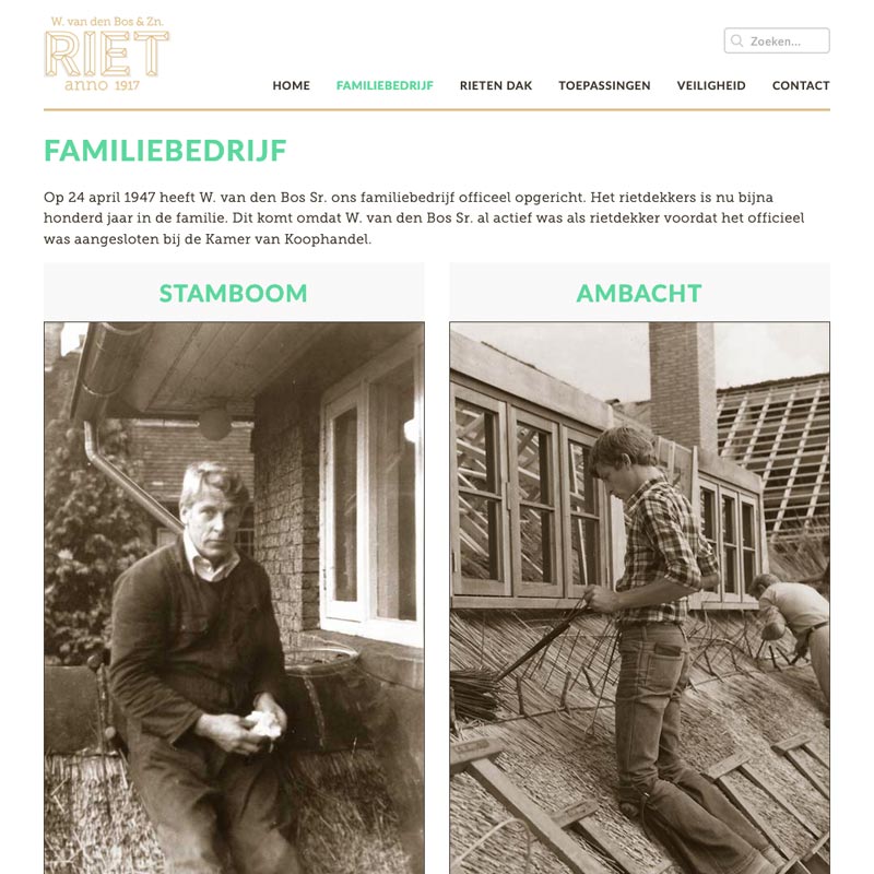 Rietdekkersbedrijf website familiebedrijf